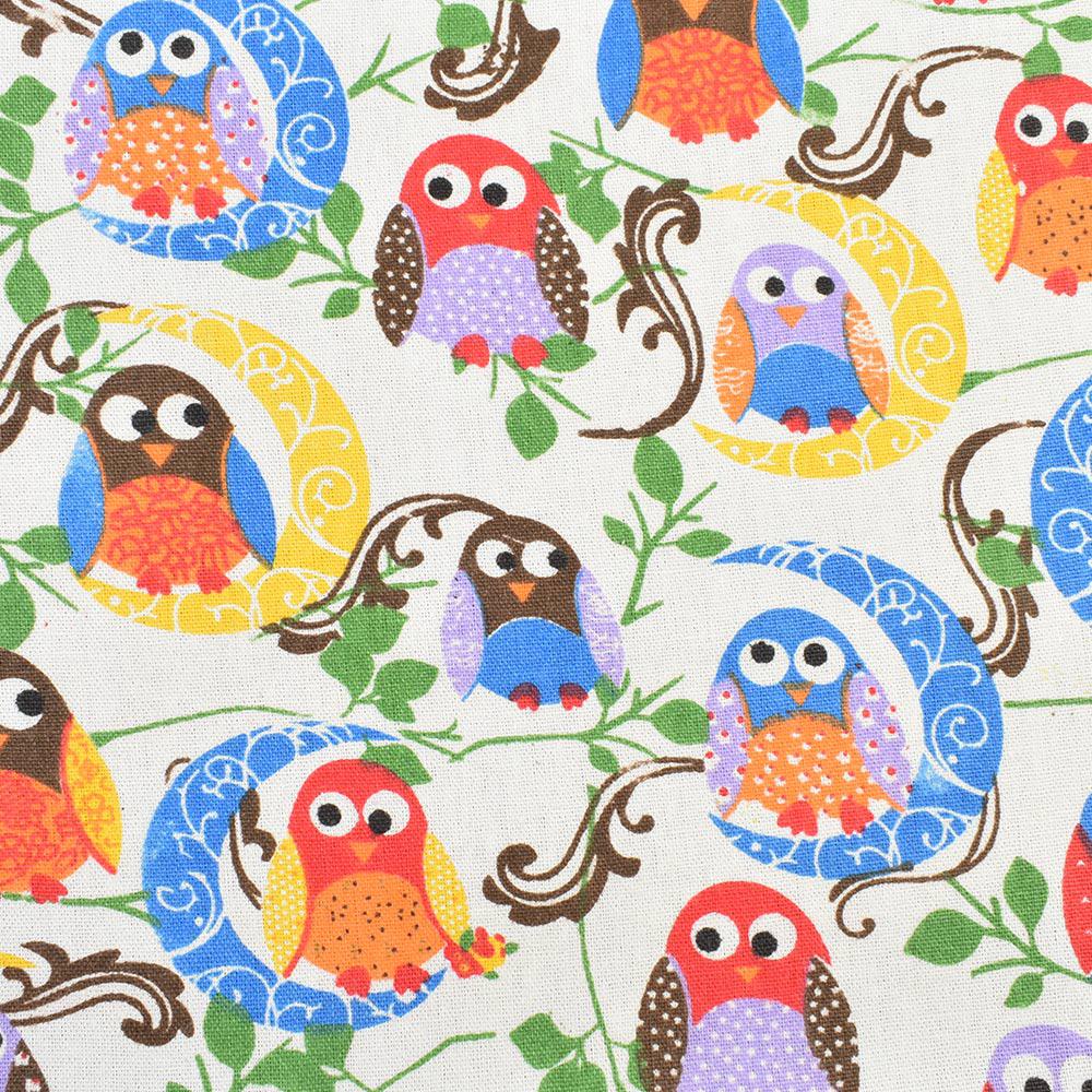 Деко-льон молочний в різнокольорові сови, ш.150