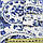 Деко-льон молочний в кола з синіми візерунками, ш.150, фото 2