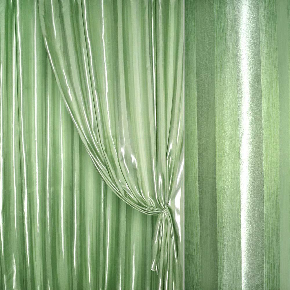 Атлас жакард 2-х стор. для штор в смужку зелений світлий, ш.280