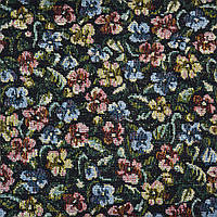Гобелен чорний з різнокольоровими квітами і люрексом ш.150