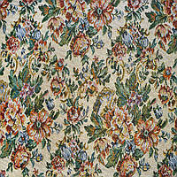 Гобелен бежевий світлий з квітами і золотистим люрексом ш.153