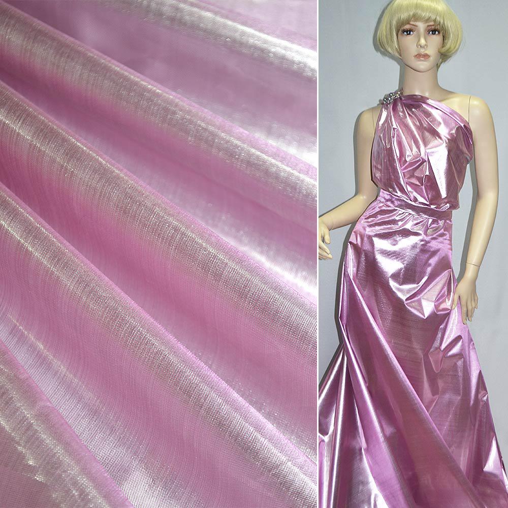 Парча рожево-срібляста гладка ш.150