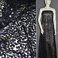 Сітка чорна з квадратними переливаючимися паєтками, ш.150