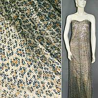 Сітка з дрібними кольоровими паєтками "леопард" ш.130