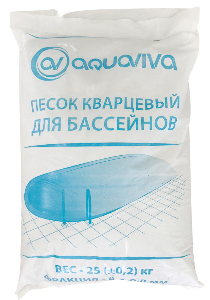 Кварцевый песок Aquaviva (фракция 0,4-0,8 мм) - 25 кг, для систем фильтрации бассейна - фото 1 - id-p429089580