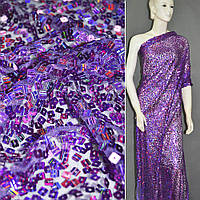 Сітка фіолетова з квадратними переливаючимися паєтками, ш.150