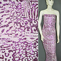 Сітка з малиново-білими густими паєтками ш.130