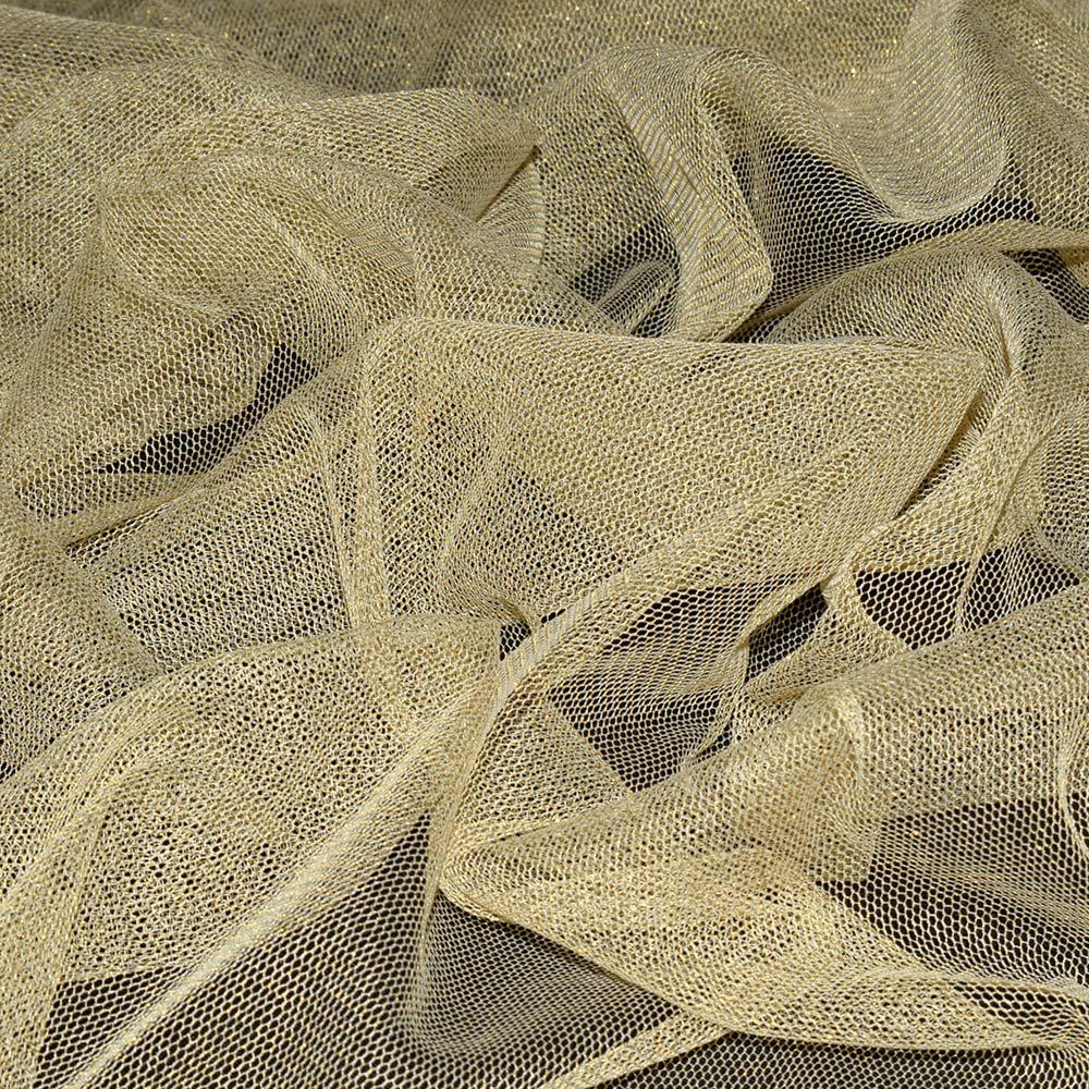 Сітка м'яка тонка бежева з золотим люрексом, ш.153