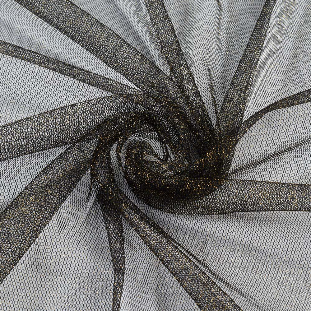 Сітка м'яка тонка чорна із золотим люрексом, ш.145