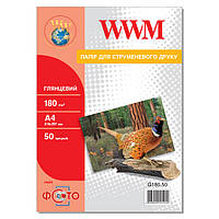 Фотопапір WWM глянсовий 180 г/м2, A4, 50 л (G180.50)