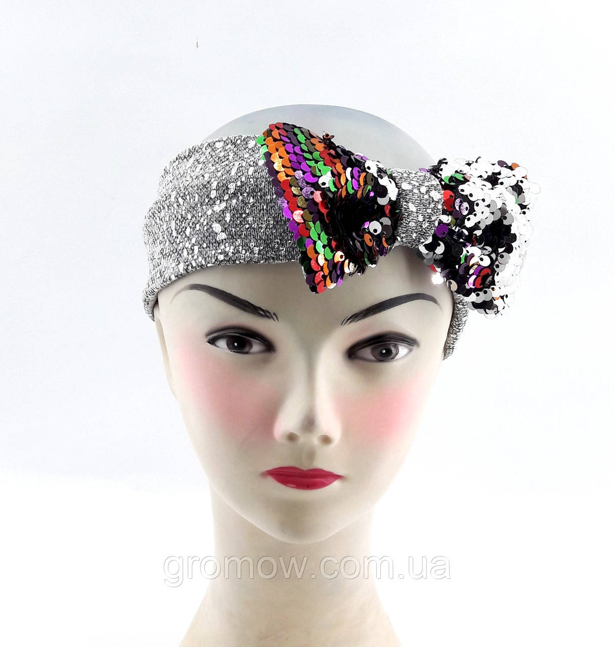 Оптом пов'язки дитячі 52-58 розмір пов'язка дитяча головні убори для дівчинки срібло (ОК7), фото 1