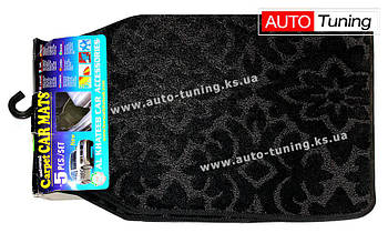 Carpet CAR MATS — Комплект, килими універсальні в салон, CM-997, Black Flowers