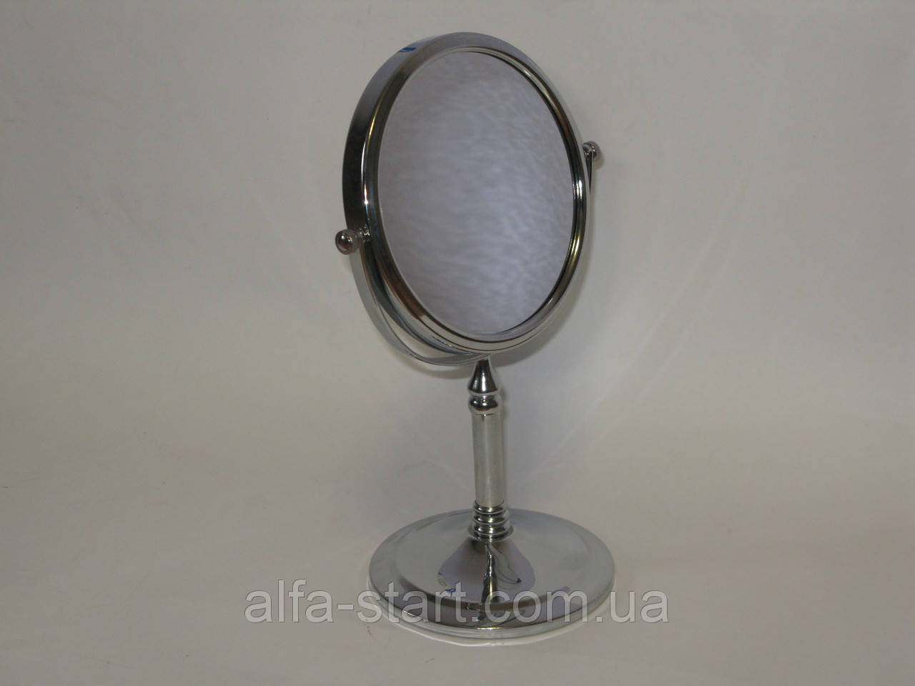Настольное круглое двухстороннее зеркало в хромированной оправе на ножке в ювелирный магазин - фото 3 - id-p50310274