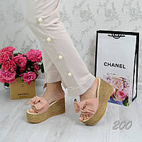 Распродажа! Женские стильные шлепки - бант пудра 37 р. на 23,5 см, женская обувь, босоножки текстиль