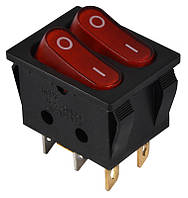 Переключатель клавишный АСКО-УКРЕМ KCD2-5-2101N R/B 2 клав. с подсветкой красный