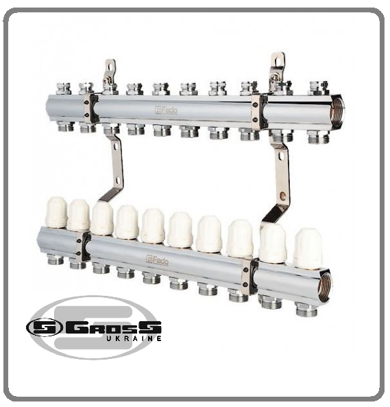 Купить Коллектор для отопления на 3 контура с вентилями и креплениями ...