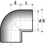 Коліно 90° d.63x2" EL51 ПВХ з нарізним з'єднанням, фото 2