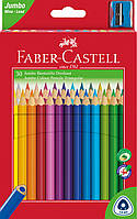 Карандаши цветные утолщенные трехгранные Faber-Castell JUMBO Triangular Junior, 30 цветов + точилка, 116530