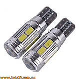 Автолампа з лінзою W5W T10 10 LED CANBUS 6000 K габарити світлодіодні + обманки від помилок, фото 5
