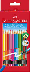 Олівці кольорові Faber-Castell з гумкою 12 кольорів, 116612