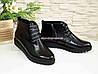 Черевики жіночі чорні на шнурівці, натуральна шкіра "пітон", фото 6