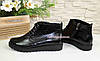 Черевики жіночі чорні на шнурівці, натуральна шкіра "пітон", фото 7