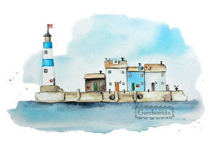 Листівка "Будиночки біля моря"