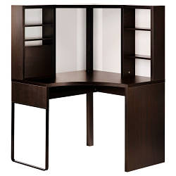Стіл письмовий, кутовий, чорно-коричневий, 100x141 см, 502.447.41, IKEA, ІКЕА, MICKE