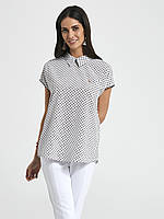 Летняя блуза цвета экри с принтом. Модель 250024 Enny, размеры 48,50 50
