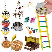 Аксесуари в клітку, іграшки для дрібних і середніх папуг