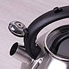 Чайник Kamille 3л з нержавіючої сталі зі свистком і скляною кришкою для всіх видів плит, фото 4