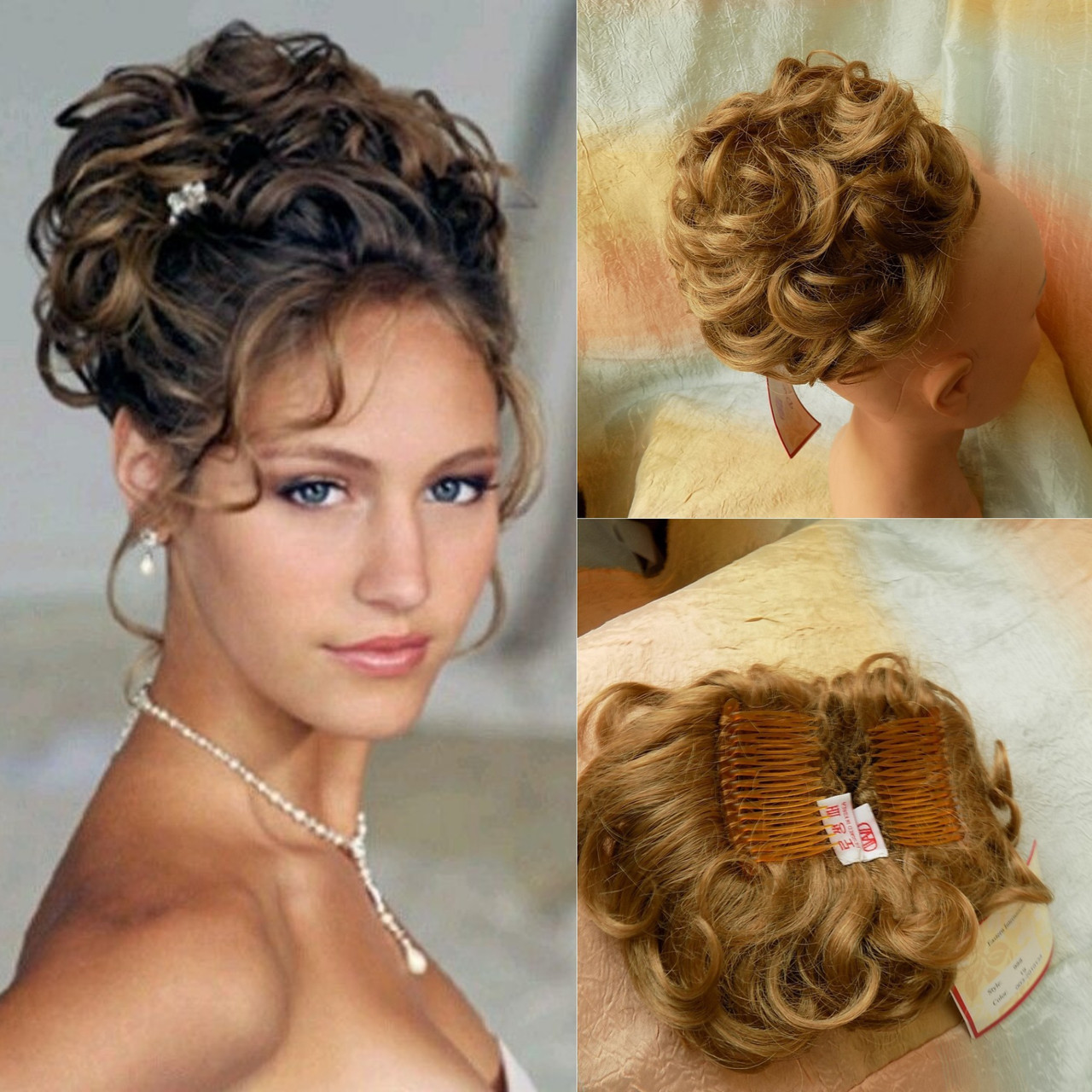 Шиньон накладка коротка на гребінцях пшенична 988-24В, фото 1