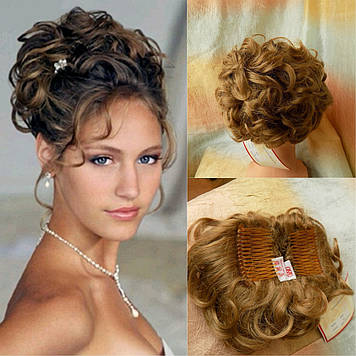 Шиньон накладка коротка на гребінцях песочно-русява 988-19