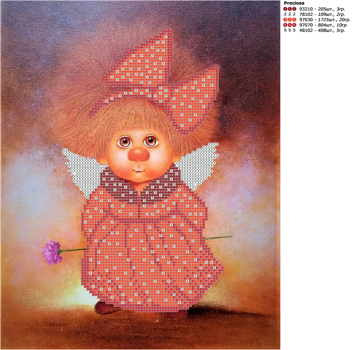 Схема для вишивки з бісеру Янголятко Любаша, фото 1