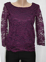 Женская блуза ажурная,блузка топ кружевной , фиолетовая Турция