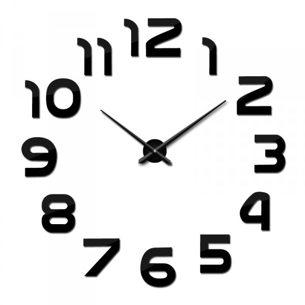 Великі Дизайнерські настінні 3Д годинники 3D DIY Clock від 70 до 150см 002B (Арабські цифри) Чорні