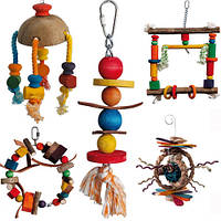 Дерев'яні іграшки для великого папуги - дерев'яні, акрилові