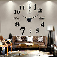 Годинник настінний 3Д 70-150см 3D DIY Clock годинник 001B (Слова чорні)