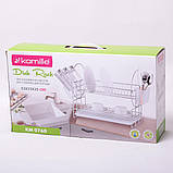 Сушарка для посуду Kamille двоярусна 53х23х35см KM-0760, фото 3