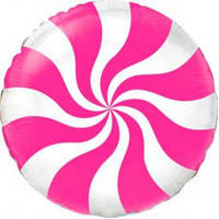 Фольгированный шар круг Конфета розовая 18"(45 см)