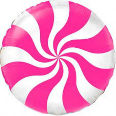 Фольгована куля круг Цукерка рожева 18" (45 см) 