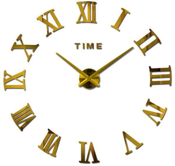 Настінні годинники 3Д з об'ємними цифрами Римські Золото 3D DIY Clock 70-150см 003G, фото 1