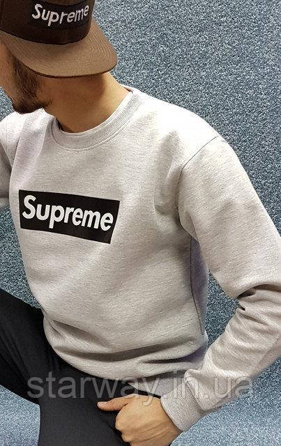 Сірий світшот принт supreme | стильна кофта