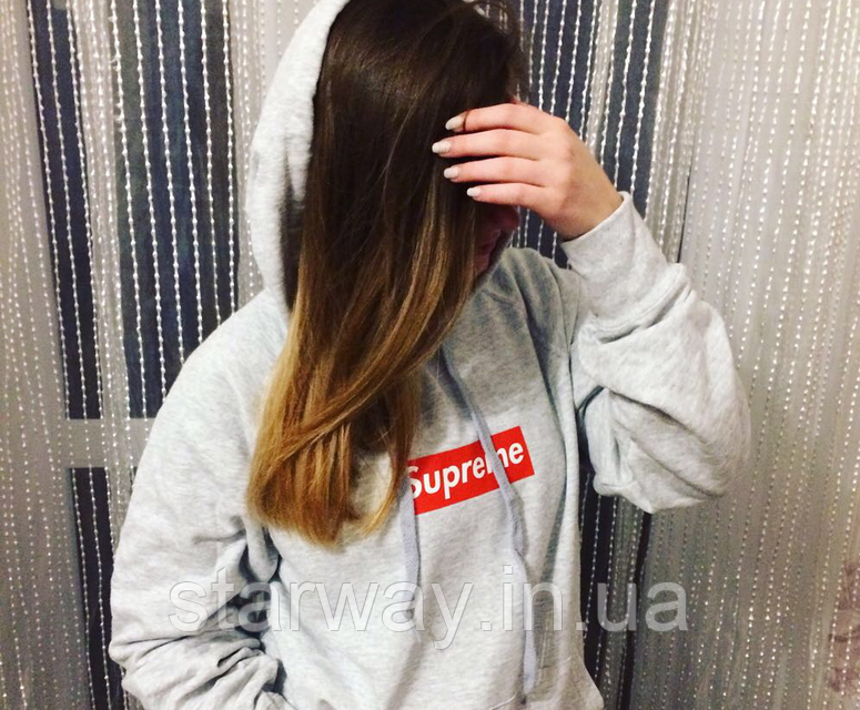 Сіре худі supreme | жіноча толстовка