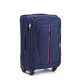 Чемодан дорожній Wings 1706 тканевий на 4 колесах великий темно синій, фото 8