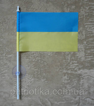 Прапорець України 8х12 см поліестер з присоскою, фото 1