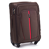Чемодан дорожній Wings 1706 тканевий на 4 колесах великий темно коричневий, фото 5