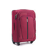 Чемодан дорожній Wings 1706 тканевий на 4 колесах великий бордовий, фото 5