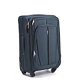 Чемодан дорожній Wings 1706 тканевий на 4 колесах великий зелений, фото 5