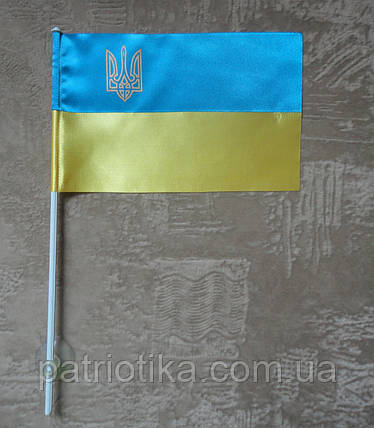 Прапорець України 12х18 см габардин з присоскою, фото 1